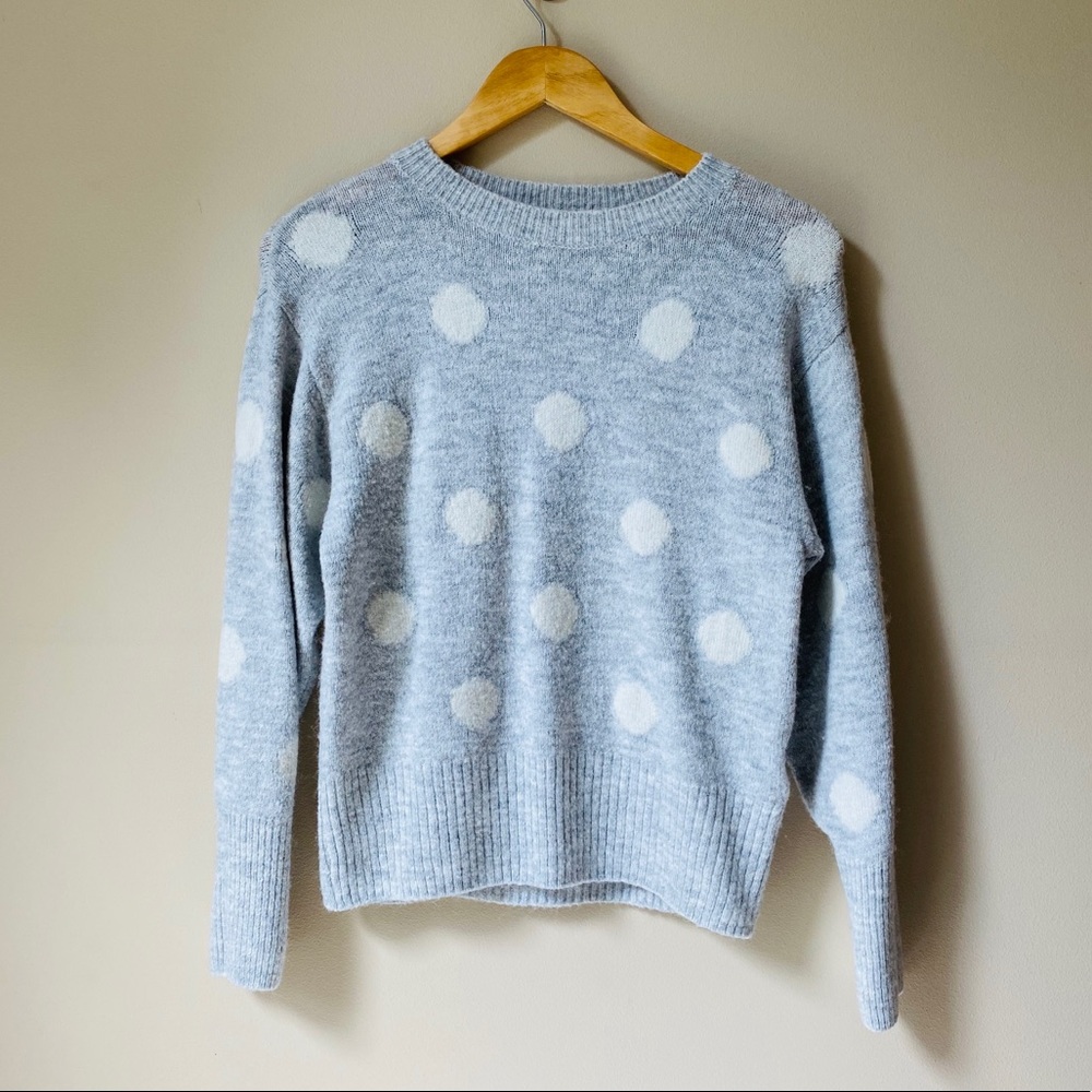 Grey & White polka dot sweater